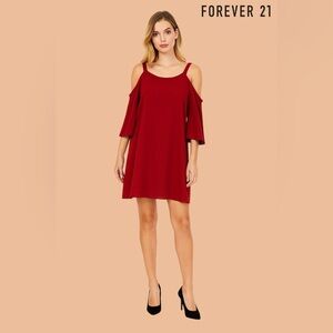 🛍️SALE🛍️ Forever 21 Burgundy Red Cold Shoulder Mini Dress